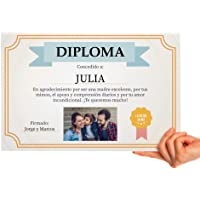Fotoprix Diploma Personalizado para una Madre Excelente | Regalo Día de la Madre | Varios diseños Disponibles